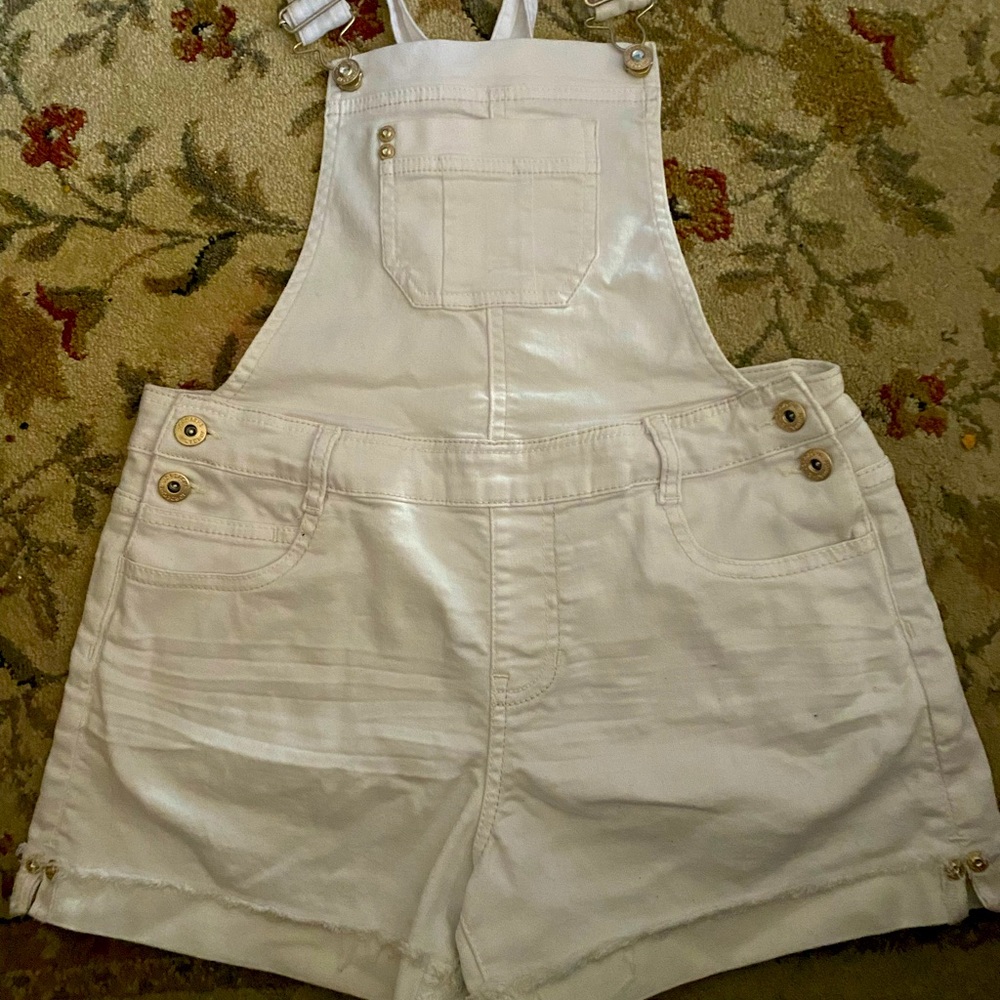 Girls Jordache Short Overalls White Size XXL(18).